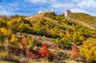 Romania, Transylvania. Coltesti Castle 11th century ruins. Territorial Trascau Mountain views. Art Print